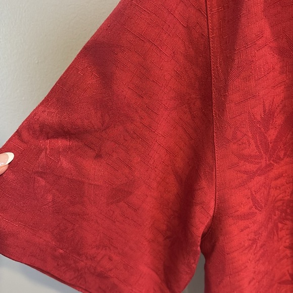 Caribbean Joe button down rayon shirt textured collared red front pocket size S - Picture 6 of 16